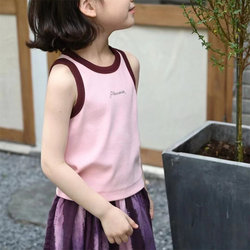Korean children's clothing girl vest 2024 Summer new style foreign baby casual bottom shirt children's Korean top

