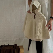 Korean childrens clothing girls cloak 2024 autumn new style baby knitted cloak childrens outdoor windproof jacket