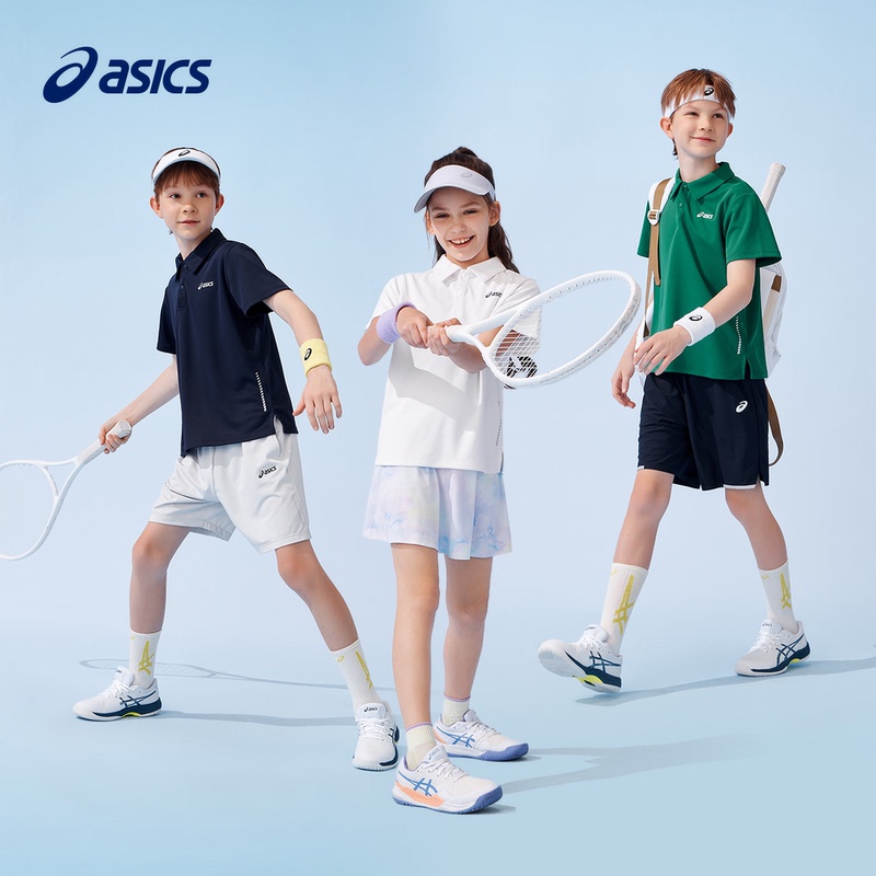 Asics Children's Clothing 2026 Summer New Moisture-Absorbing and Quick-Drying Polo Collar Breathable and Comfortable Sports Short-Sleeves