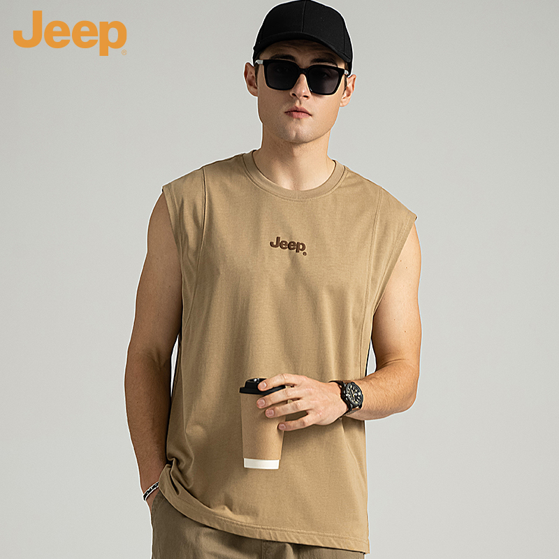 Jeep/Jeep 2026 Summer New Men's Vest Short-Sleeved T-Shirt Loose Large Size American Style Sleeveless Vest Undershirt