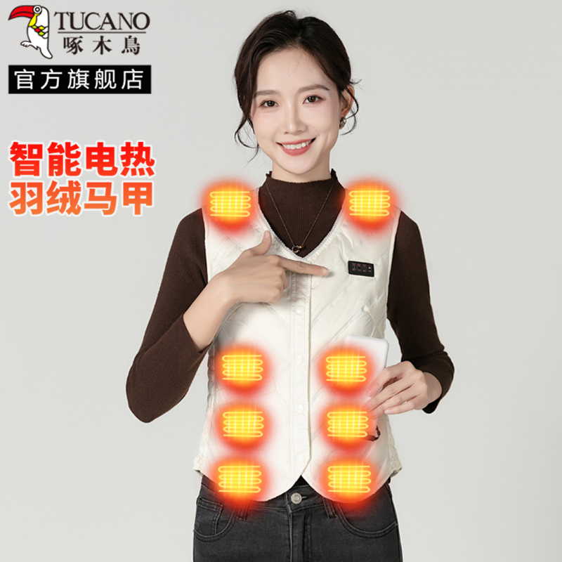 Woodpecker Electric Heated down Vest for Women, Rechargeable Smart Heating Vest for Middle-Aged and Elderly, Full Body Self-Heating Thermal Liner