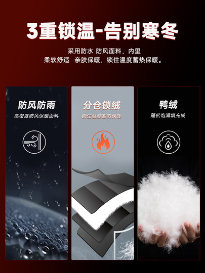 Woodpecker Winter Neue Daunenjacke Herren Shiny Black Gold Hooded Plus Samtverdickte wasserdichte No-Wash Junge und mittlere Alter C