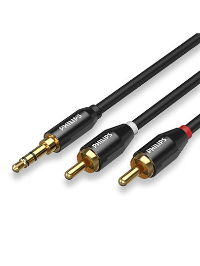 Аудиокабель Philips, один-на-два, с серебряным покрытием, 3,5 мм на двойной RCA-разъем, подходит для подключения компьютеров и мобильных телефонов к усилителям и сабвуферам, преобразование входа/выхода AUX, аудиокабель для подключения одного или двух динамиков.