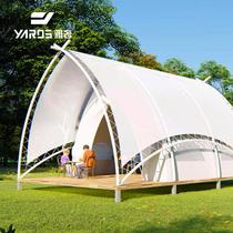 Hotel tent source manufacturer customized curved tent large B&B tent light luxury style sailing tent house