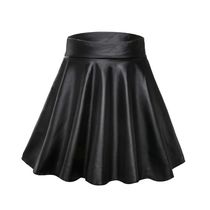 High Waist Elastic Mini Short Skirt Women Faux Leather Skirt