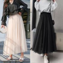 3 layers Midi Summer Tulle Skirt Women 2024 Ladies Casual Wh