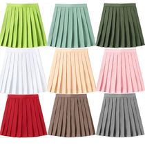 Candy Color High Waist Women Pleated Skirt XS- 5XL JK Summer