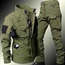 Mens Tactical Sets Winter Shark Skin Military Suit Soft She