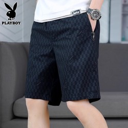 Playboy Gingham Pants Men Sports Pants 2025 Summer pure cotton Loose Casual shorts Men