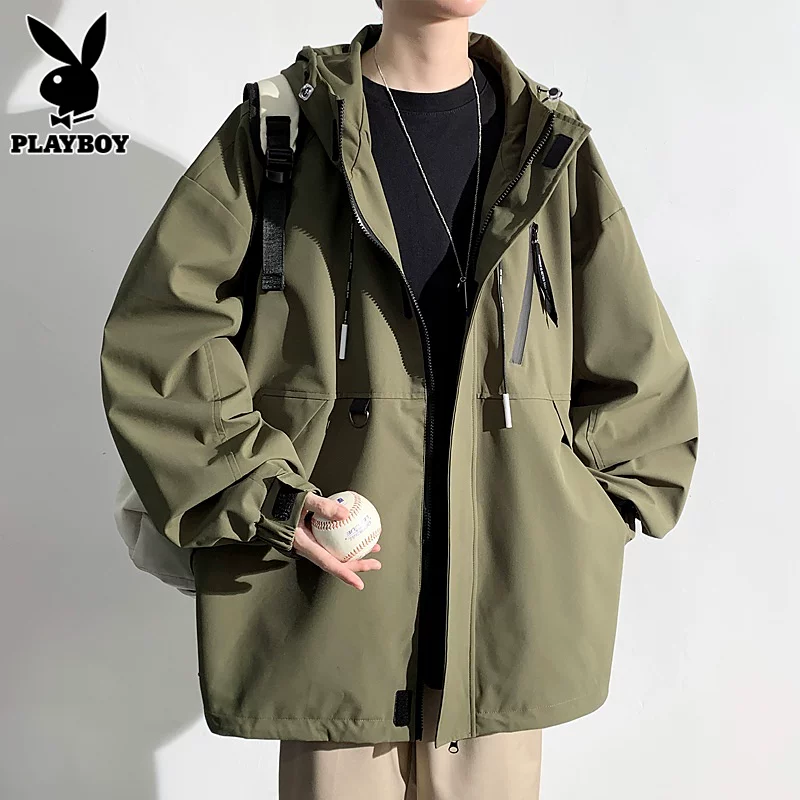 Плейбой, мужская куртка с капюшоном, демисезонное trench coat