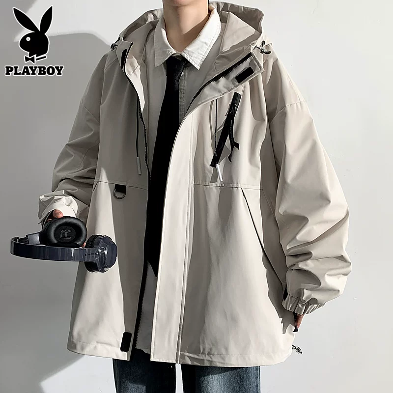 Плейбой, мужская куртка с капюшоном, демисезонное trench coat
