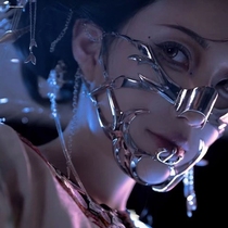 Cyberpunk metal mask niche special-shaped fluid mechanical face ornaments and earrings set adjustable for men and women trendy and cool