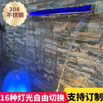 New 304 stainless steel waterfall outlet flow plate courtyard water landscape duckbill style with LED colorful light strip