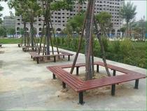 Park chairs customized outdoor leisure chairs community plastic wood tree surround chairs square solid wood wood plastic rest chairs 8163