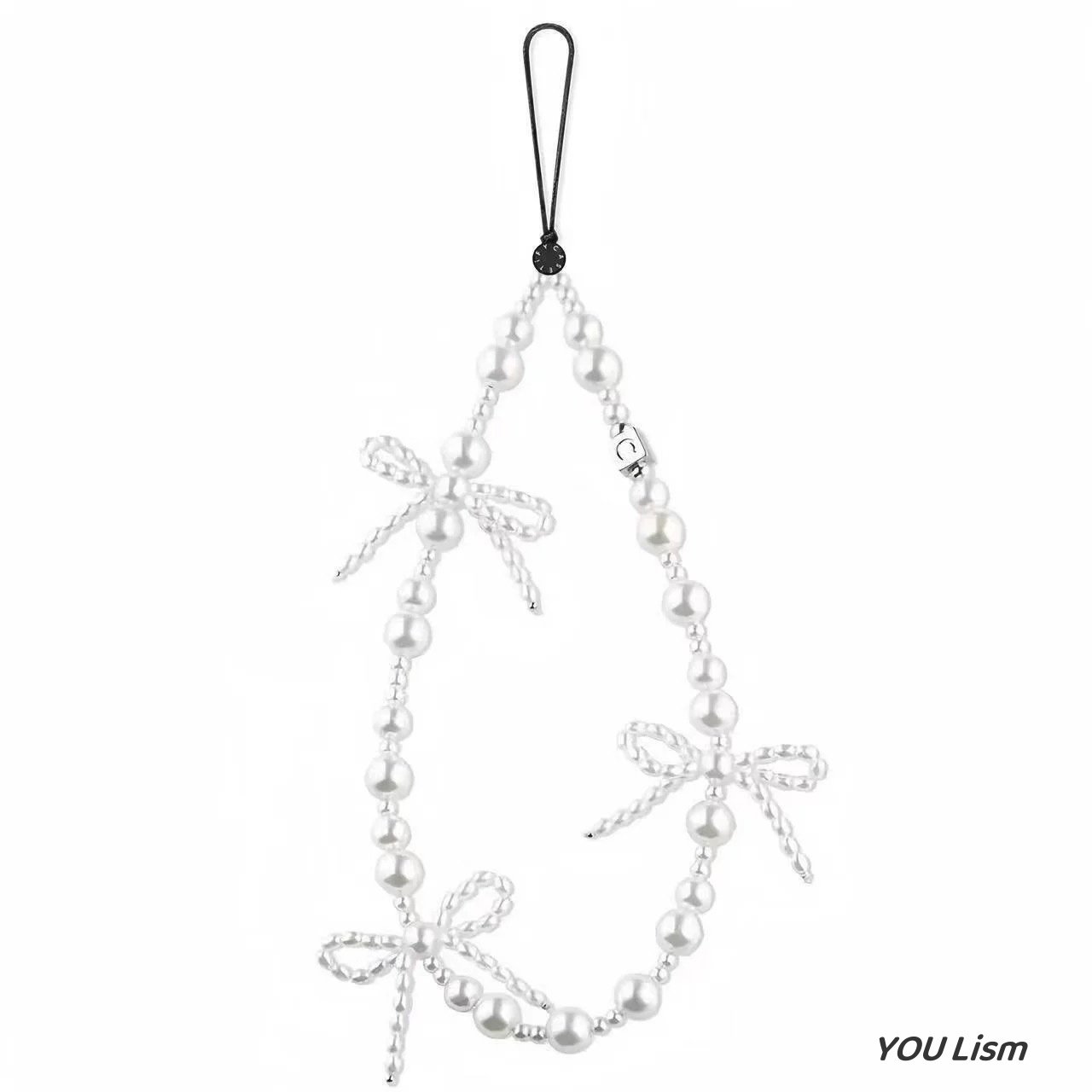 Snow White Bow Phone Chain DIY Beaded Chain Wristband Short CCD Camera Charm Women's Ornament