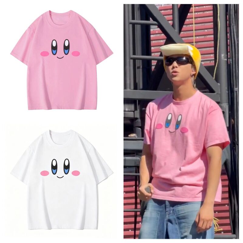 Bts (Bts) Same Style Outfit Short-Sleeved T-Shirt 2026 New Smiley Face Print Cotton Top Base Shirt Bts (Bts) Same Style Outfit Short-Sleeved T-Shirt 2026 New Smiley Face Print Cotton Top Base Shirt