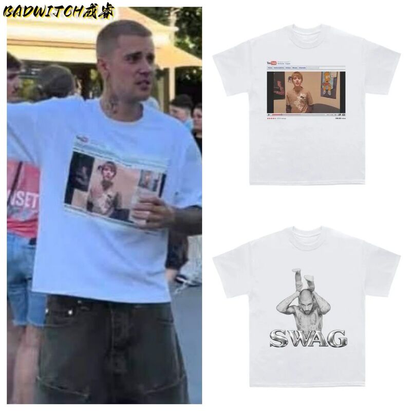 Justin Bieber Coachella Music Festival 2026 Limited Edition Merchandise Same Style Printed Cotton Short-Sleeve T-Shirt