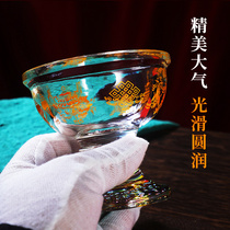 New crystal stroke bowl water cup transparent tall foot Buddha cup eight auspicious water purification cup tribute cup ornament tribute bowl