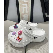 Crocs Womens Shoes Cloud Quartz Pink Womens Shoes Casual Non-Slip Beach Shoes Increased Thick Soles Casual