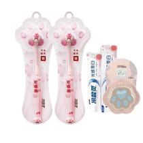 New portable and cute cat claw toothbrush with soft and cute little brush head and soft bristles for gum protection specially designed for couples