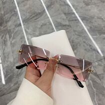 Fashion Vintage Sunglases Rimless Rectaglia Cutting Lens S