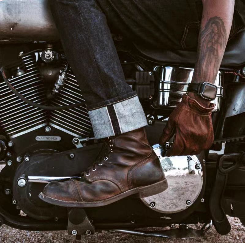 American Retro 8111 Work Boots Genuine First Layer Cowhide Martin Boots Versatile High-Top Men's Shoes Amekaji Biker Boots