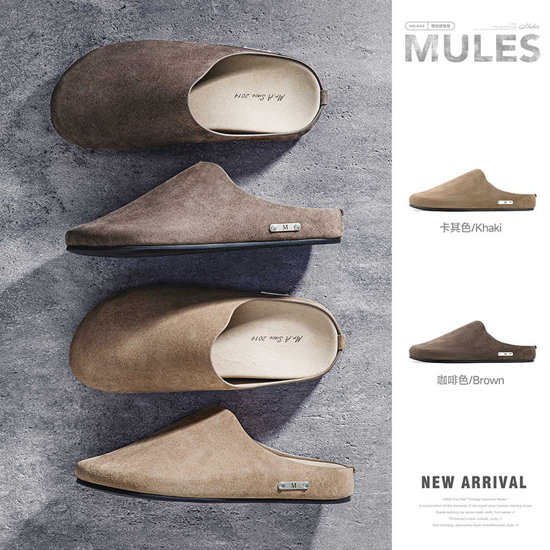 Mra Silver Label Birkenstock-Style Mules Men's Shoes for Outdoor Wear, Cleanfit, Commuting, Closed-Toe, Slip-On Half-Slippers
