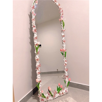Tulip mirror transformation diy material full body mirror clay decorative frame handmade ing makeup vanity mirror