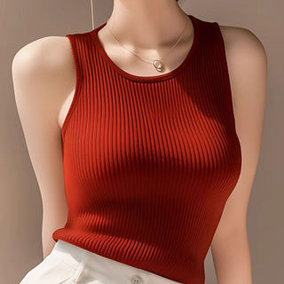 Французский стиль, приталенный топ-майка премиум-класса, модный и красивый топ этого года, летний жилет без рукавов из ледяного шелка.