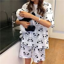 Spring Cute Cartoon Cat Print Pajama Set Women Two-pieces Lo