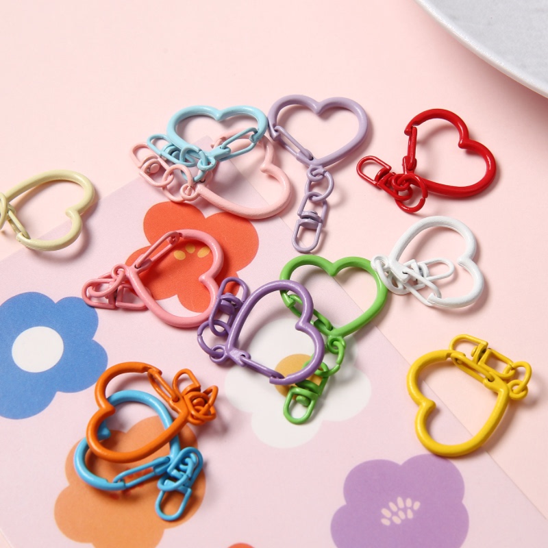 Spring Clasp Heart-Shaped 8-Shaped Buckle DIY Keychain Painted Heart-Shaped Spring Key Ring Alloy