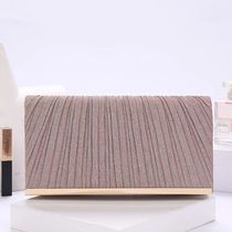 Womens Pleated Sequin Evening Clutch Bag Wedding Purse Brid