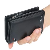 Brand Men PU Leather short Wallet With Zipper Coin Pocket Vi