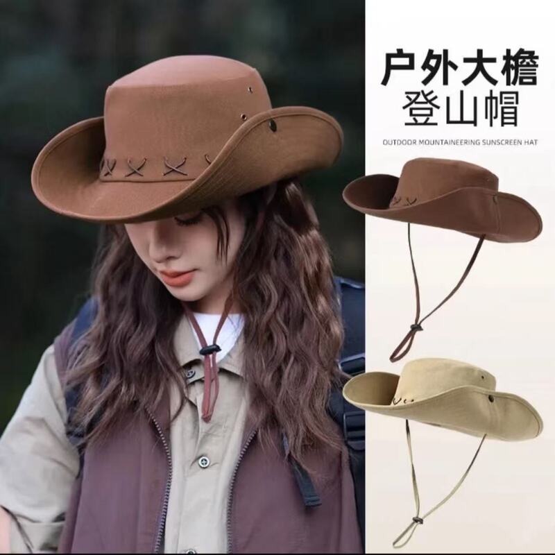 American Retro Western Cowboy Hat, Women's Winter Outdoor Hiking Hat, Sichuan West Travel Sun Hat, Men's Sun Protection Fisherman Hat