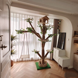Cat Climbing Rack Cat Nest Cat Tree Integrated Large Cat Climbing Rack Tree Cat Cafe Decorative Tree Solid Wood Cat House Cat Rack Suit