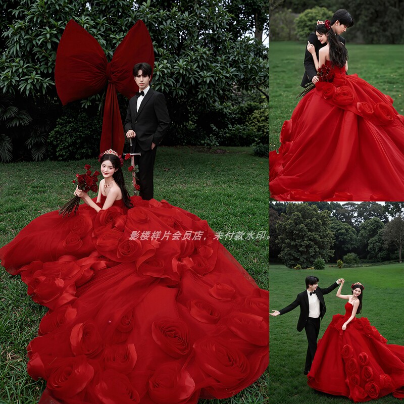 Photo Studio Exhibition Couple Wedding Dress Photoshoot Outdoor Scene Lakeside Forest Grassland Light and Shadow Sample Photos 8849