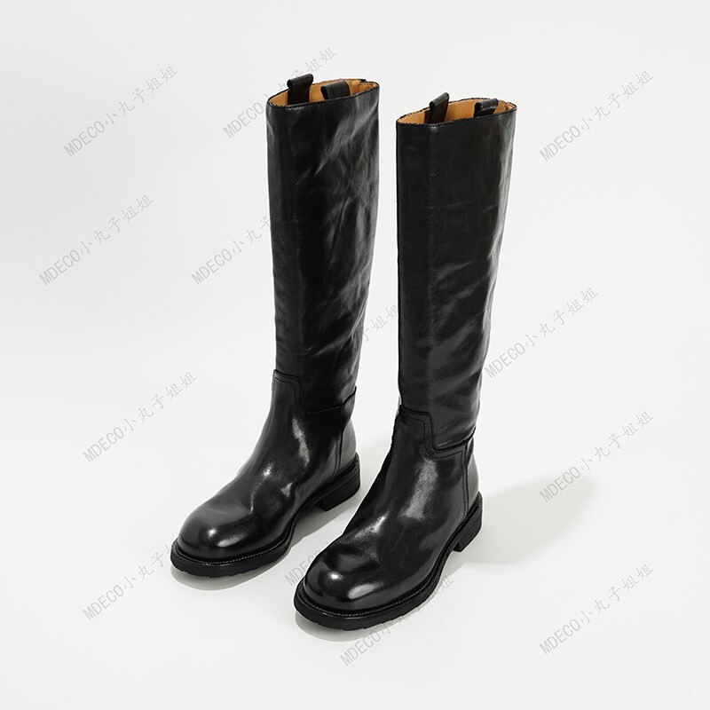 [Sister Xiaowanzi] [Horsehide Boots] Imported Full-Grain Washed Horsehide British Style Versatile Classic Boots