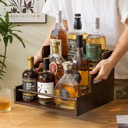 German Desktop Tiered Wine Display Rack Commercial Liquor Display Stand Portable Mini Wine Cabinet Storage Rack