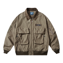 Lanqi winter cotton-padded jacket three-proof pilot hunting jacket cotton lapel P cotton couple workwear cotton coat jacket for men