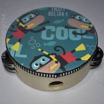 Teacher Double Music Dance Bell Drum Multicolored Kindergarten Children Show Olf Cartoon Wood Class