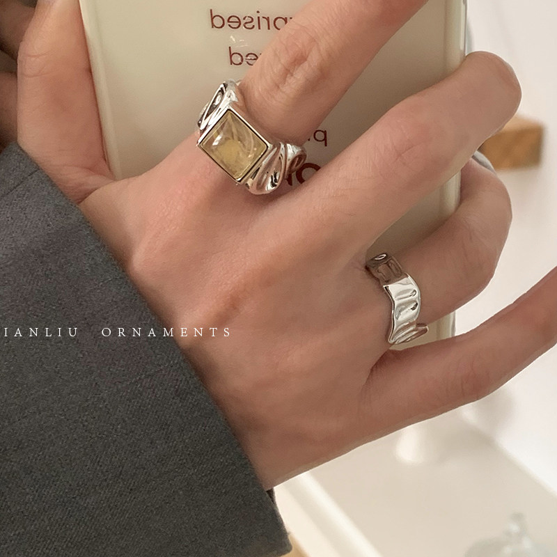 New versatile irregular metal ring for women designed niche D fashion personalized ring simple opening adjustable