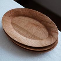 New daily selection oval cherry wood dinner plate solid wood tray