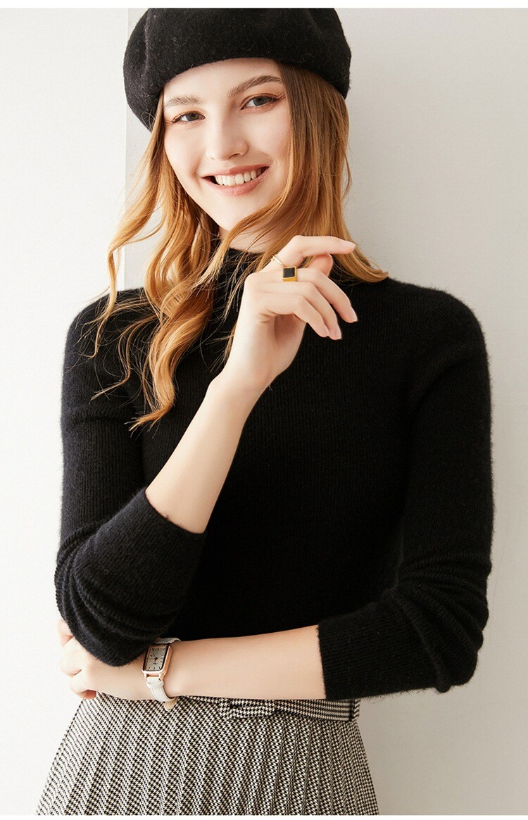 Anti-season first-line garments 100% pure kashmir cashmere sweatshirt female half high collar