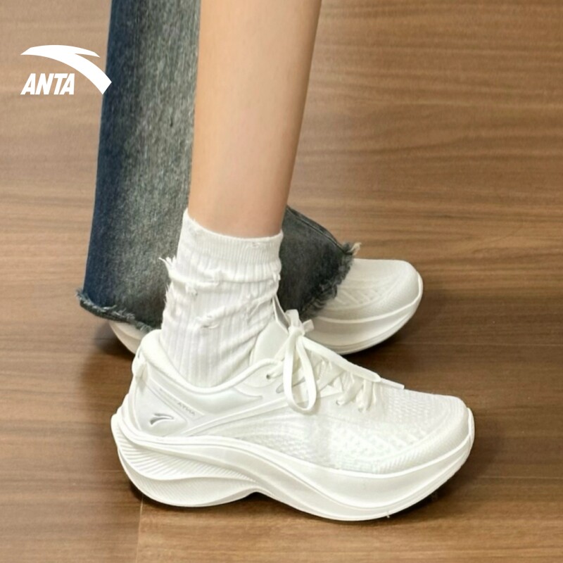 Anta Leaf 5 белые спортивные кроссовки для бега, женская осенняя новая студенческая обувь для медосмотра, вступительные экзамены в среднюю школу, сетчатая дышащая повседневная обувь Изображение 1