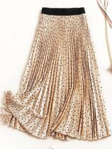 Pleated Skirts Women Spring Autumn Skirt High Waist Print Mi