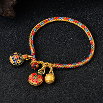 Gold-swallowing beast bracelet for women ancient method of burning gold and roasting blue wealth-sucking gold-swallowing beast bracelet family of three family portrait hand-knitted red rope
