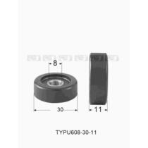 Polyurethane 688608 roller coated rubber bearing pulley rubber wheel external diameter 20 22 22 30 30 32 35 45