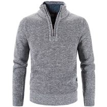Winter Mens Fleece Thicker Sweater Half Zipper Turtleneck W
