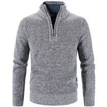 Winter Mens Fleece Thicker Sweater Half Zipper Turtleneck W