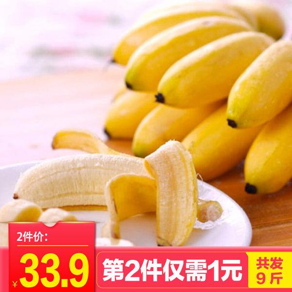 湾岛家 新鲜小米蕉 香蕉 9斤 聚划算双重优惠折后￥30.9包邮（拍2件）
